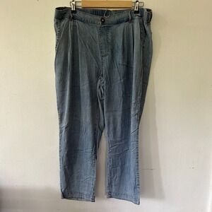 Any Body Pull On Light Wash Jeans Womens Large Elastic Waist Cozy Lightweight